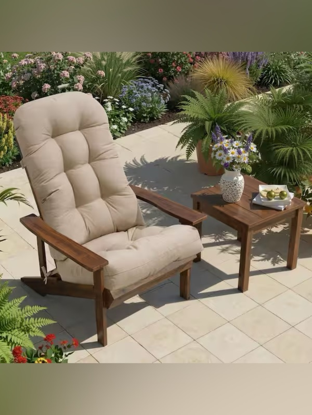 ONE BEAUTIFUL BEIGE QUILTED CUSHION PERFECT FOR PATIO CHAIR 😍 - Picture 4 of 6